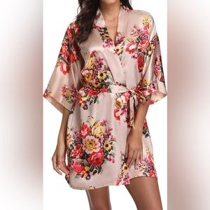 SM Pink Satin bridesmaid robe.